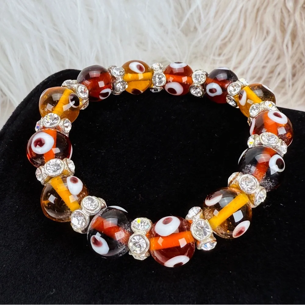Earthtones Multicolor Beaded Stretch Bracelet